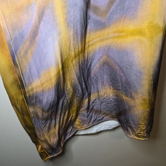 Zara Women's Brown And Purple Tie-Dye Wide Leg Pants Size XXL Pockets Zip Close - Picture 5 of 15